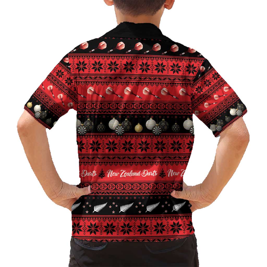 New Zealand Darts Christmas Family Matching Off Shoulder Short Dress and Hawaiian Shirt Merry Xmas Aotearoa Maori Red - Aussie Hoodie