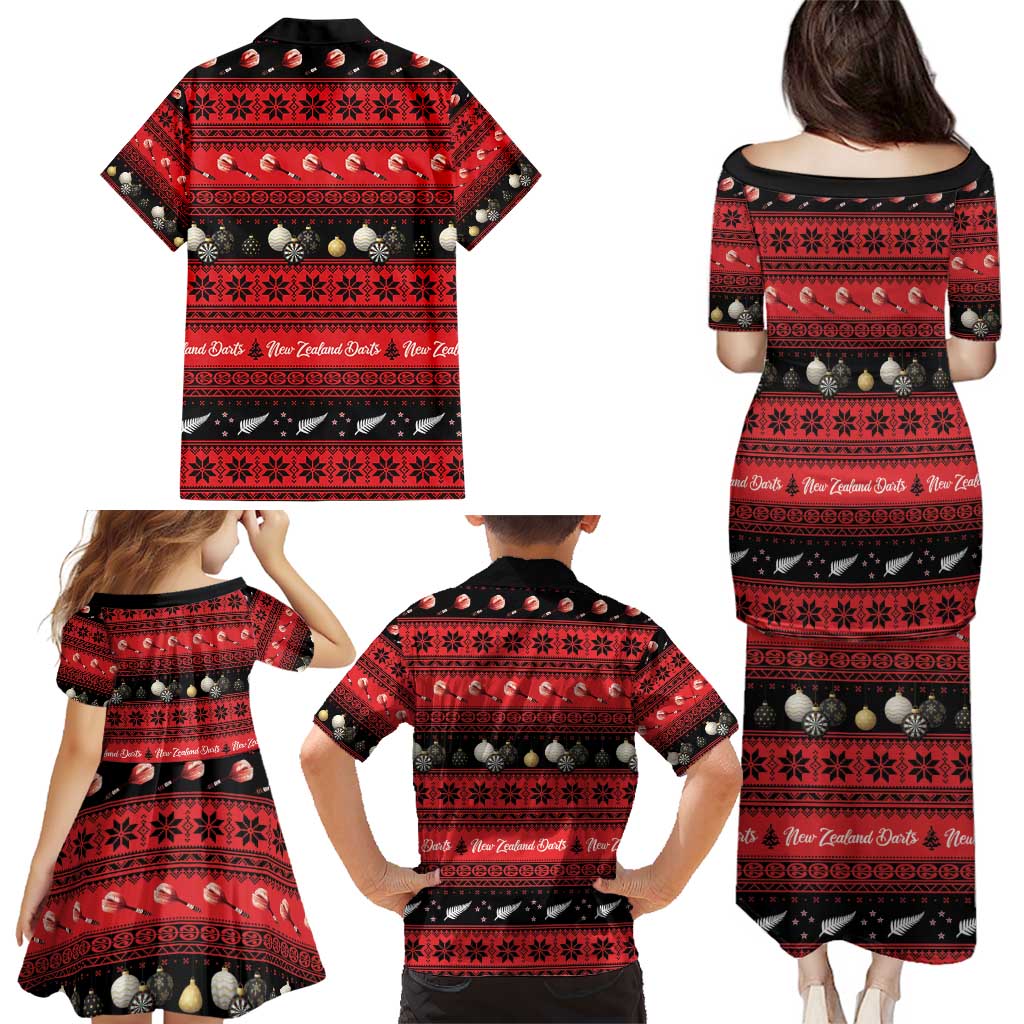 New Zealand Darts Christmas Family Matching Puletasi and Hawaiian Shirt Merry Xmas Aotearoa Maori Red - Aussie Hoodie