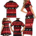 New Zealand Darts Christmas Family Matching Short Sleeve Bodycon Dress and Hawaiian Shirt Merry Xmas Aotearoa Maori Red - Aussie Hoodie