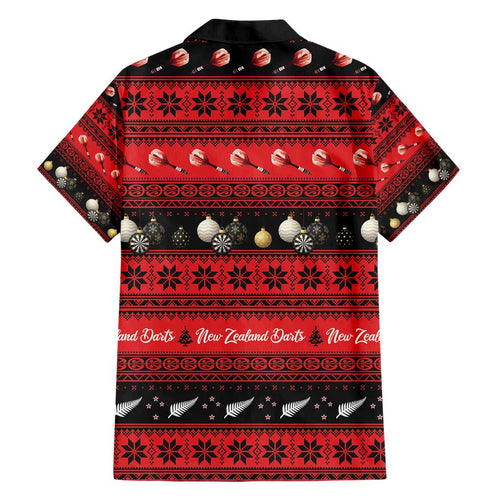 New Zealand Darts Christmas Family Matching Short Sleeve Bodycon Dress and Hawaiian Shirt Merry Xmas Aotearoa Maori Red - Aussie Hoodie