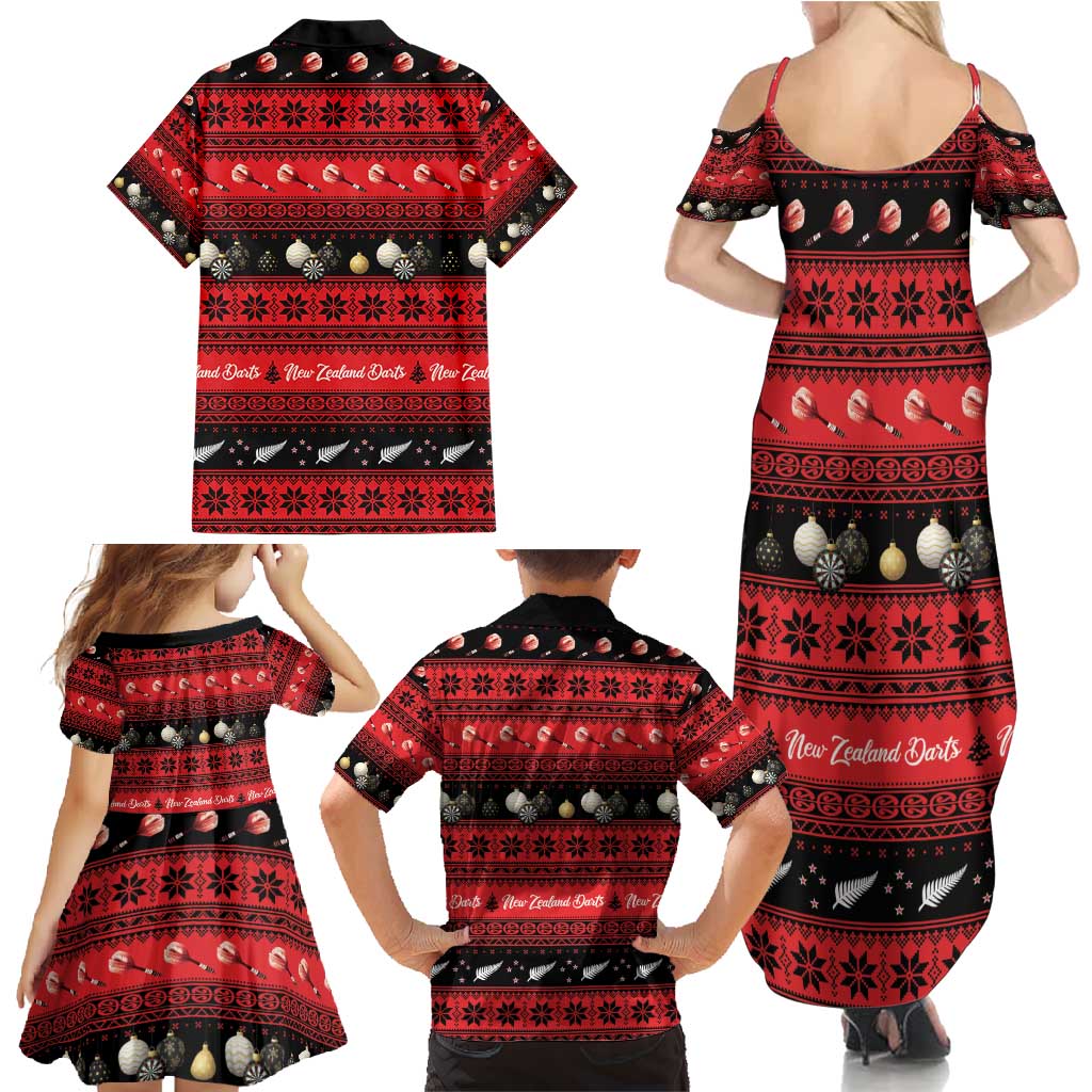 New Zealand Darts Christmas Family Matching Summer Maxi Dress and Hawaiian Shirt Merry Xmas Aotearoa Maori Red - Aussie Hoodie