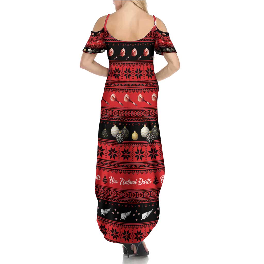 New Zealand Darts Christmas Family Matching Summer Maxi Dress and Hawaiian Shirt Merry Xmas Aotearoa Maori Red - Aussie Hoodie
