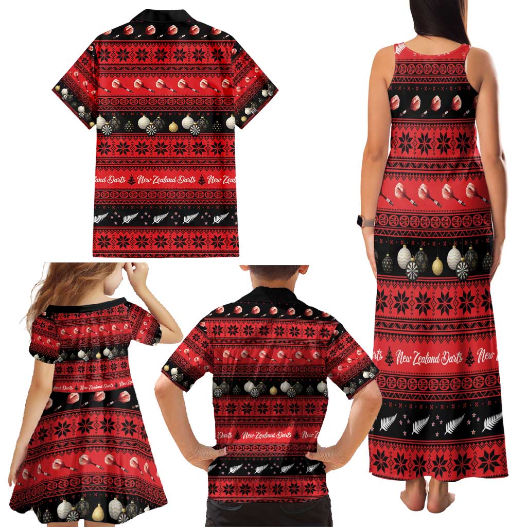 New Zealand Darts Christmas Family Matching Tank Maxi Dress and Hawaiian Shirt Merry Xmas Aotearoa Maori Red - Aussie Hoodie