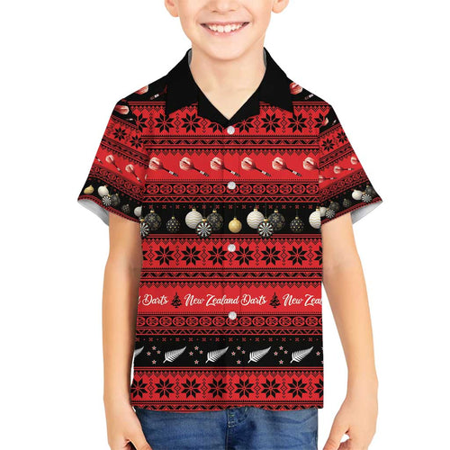 New Zealand Darts Christmas Family Matching Tank Maxi Dress and Hawaiian Shirt Merry Xmas Aotearoa Maori Red - Aussie Hoodie
