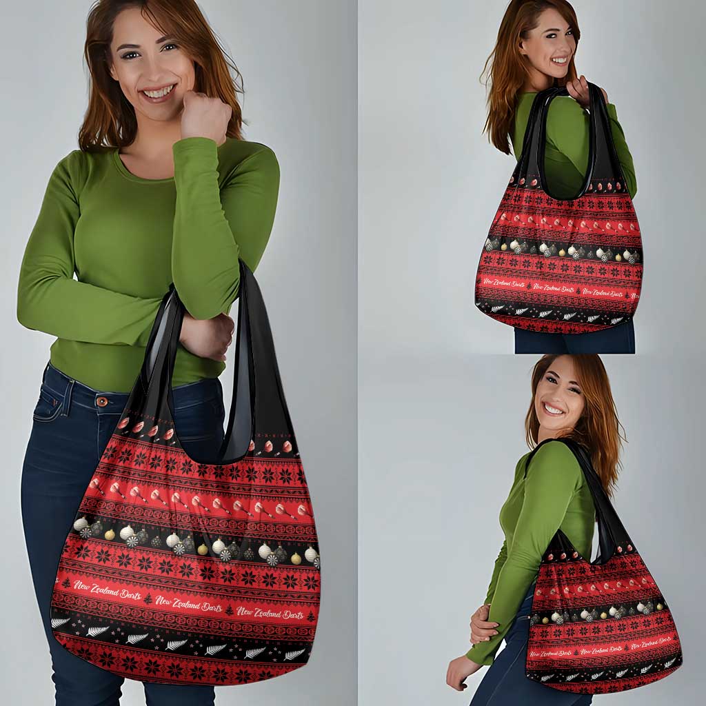 New Zealand Darts Christmas Grocery Bag Merry Xmas Aotearoa Maori Red - Aussie Hoodie