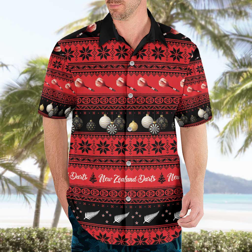 New Zealand Darts Christmas Hawaiian Shirt Merry Xmas Aotearoa Maori Red - Aussie Hoodie