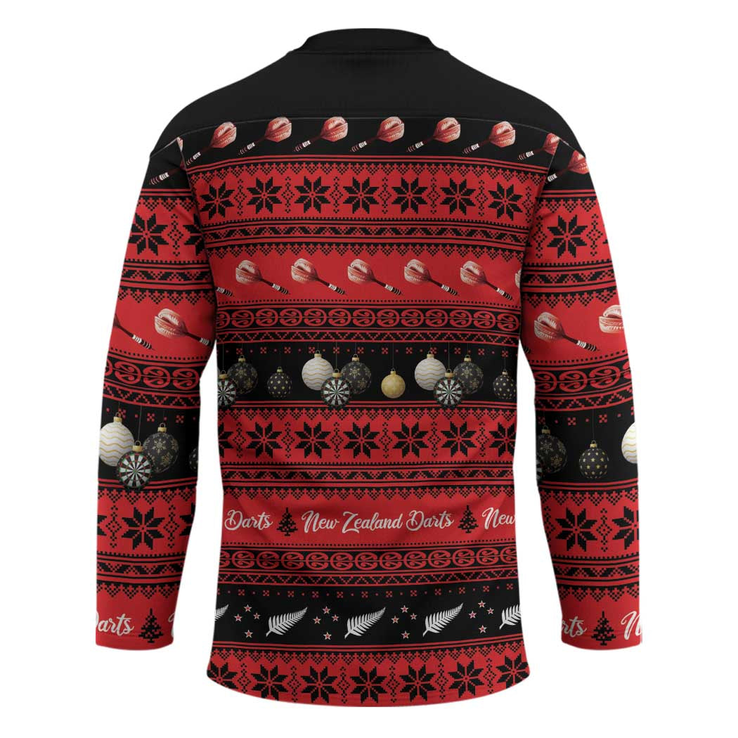 New Zealand Darts Christmas Hockey Jersey Merry Xmas Aotearoa Maori Red - Aussie Hoodie