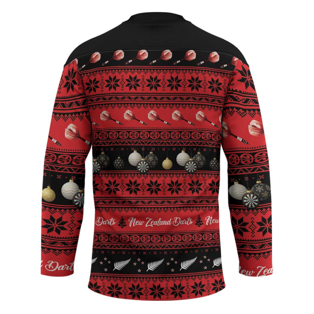 New Zealand Darts Christmas Hockey Jersey Merry Xmas Aotearoa Maori Red - Aussie Hoodie
