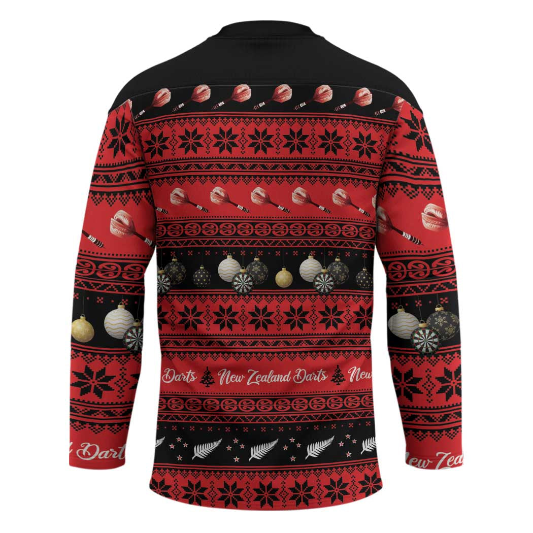 New Zealand Darts Christmas Hockey Jersey Merry Xmas Aotearoa Maori Red - Aussie Hoodie