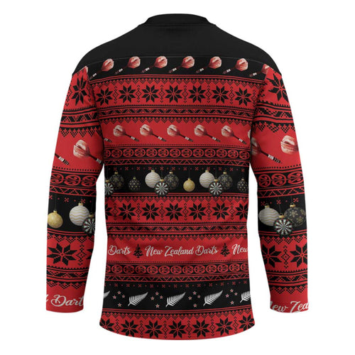 New Zealand Darts Christmas Hockey Jersey Merry Xmas Aotearoa Maori Red - Aussie Hoodie