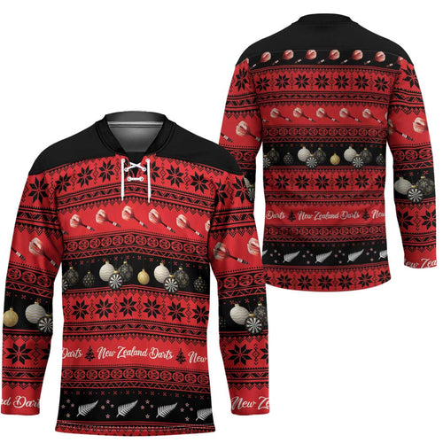 New Zealand Darts Christmas Hockey Jersey Merry Xmas Aotearoa Maori Red - Aussie Hoodie