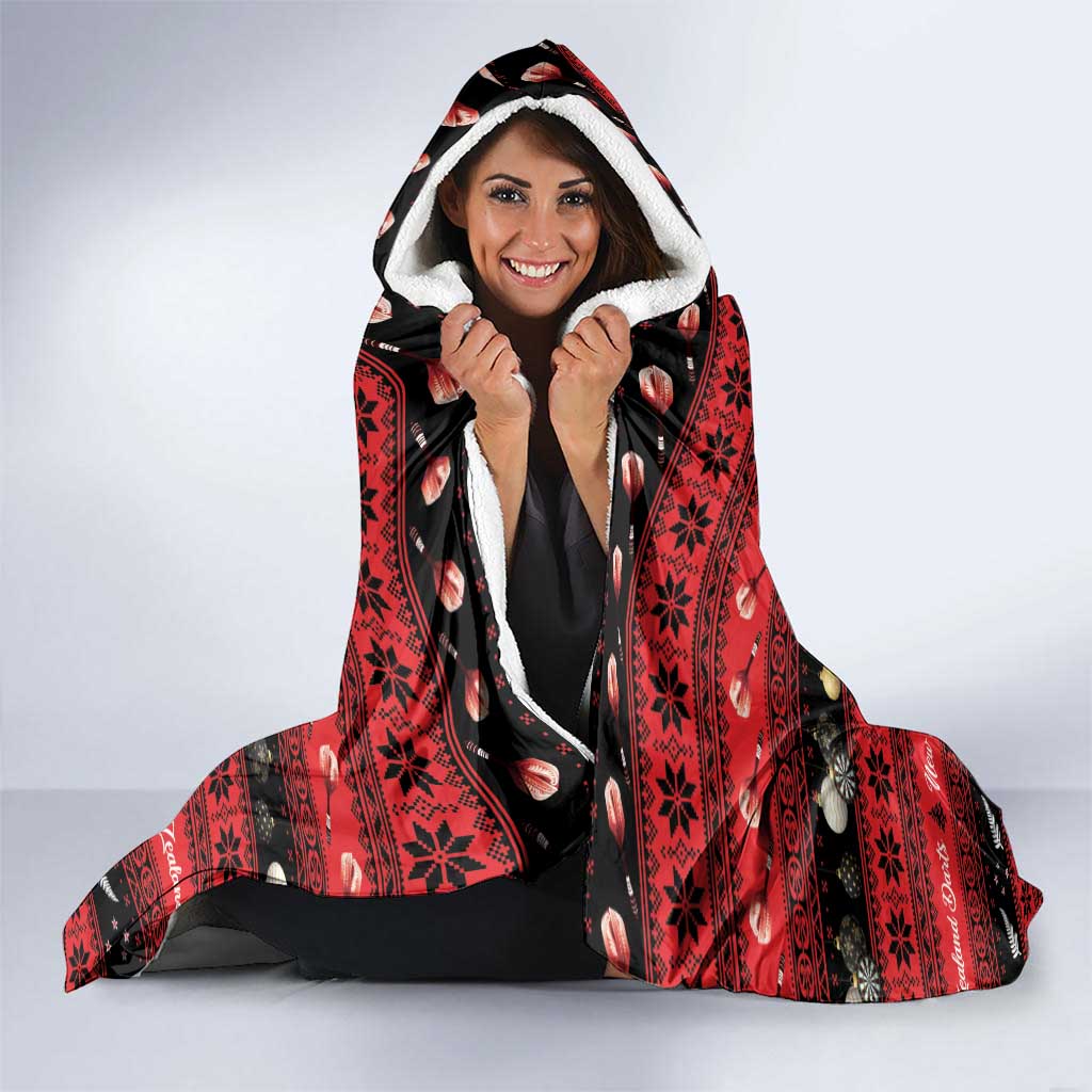 New Zealand Darts Christmas Hooded Blanket Merry Xmas Aotearoa Maori Red - Aussie Hoodie