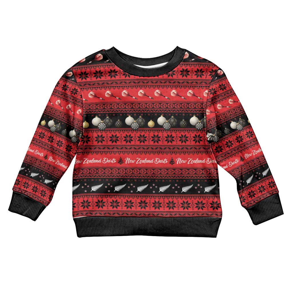 New Zealand Darts Christmas Kid Ugly Christmas Sweater Merry Xmas Aotearoa Maori Red - Aussie Hoodie