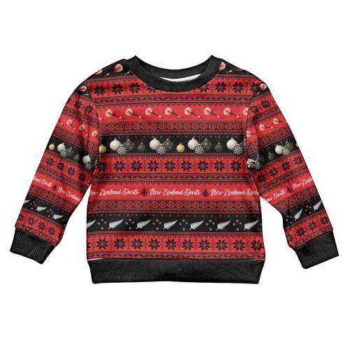 New Zealand Darts Christmas Kid Ugly Christmas Sweater Merry Xmas Aotearoa Maori Red - Aussie Hoodie