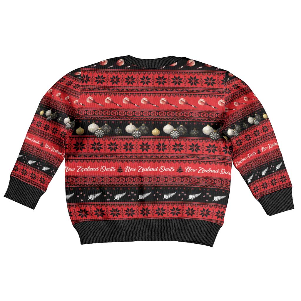 New Zealand Darts Christmas Kid Ugly Christmas Sweater Merry Xmas Aotearoa Maori Red - Aussie Hoodie