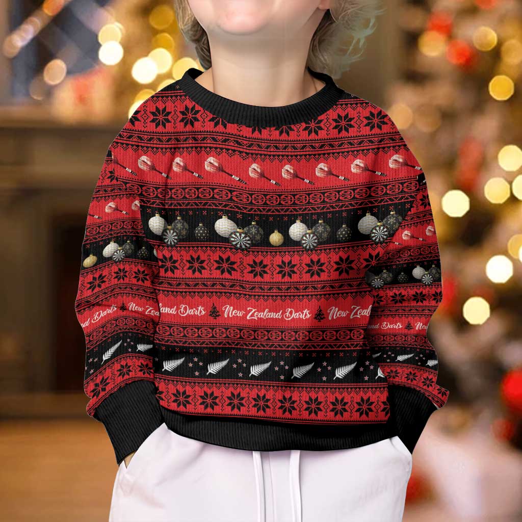 New Zealand Darts Christmas Kid Ugly Christmas Sweater Merry Xmas Aotearoa Maori Red - Aussie Hoodie