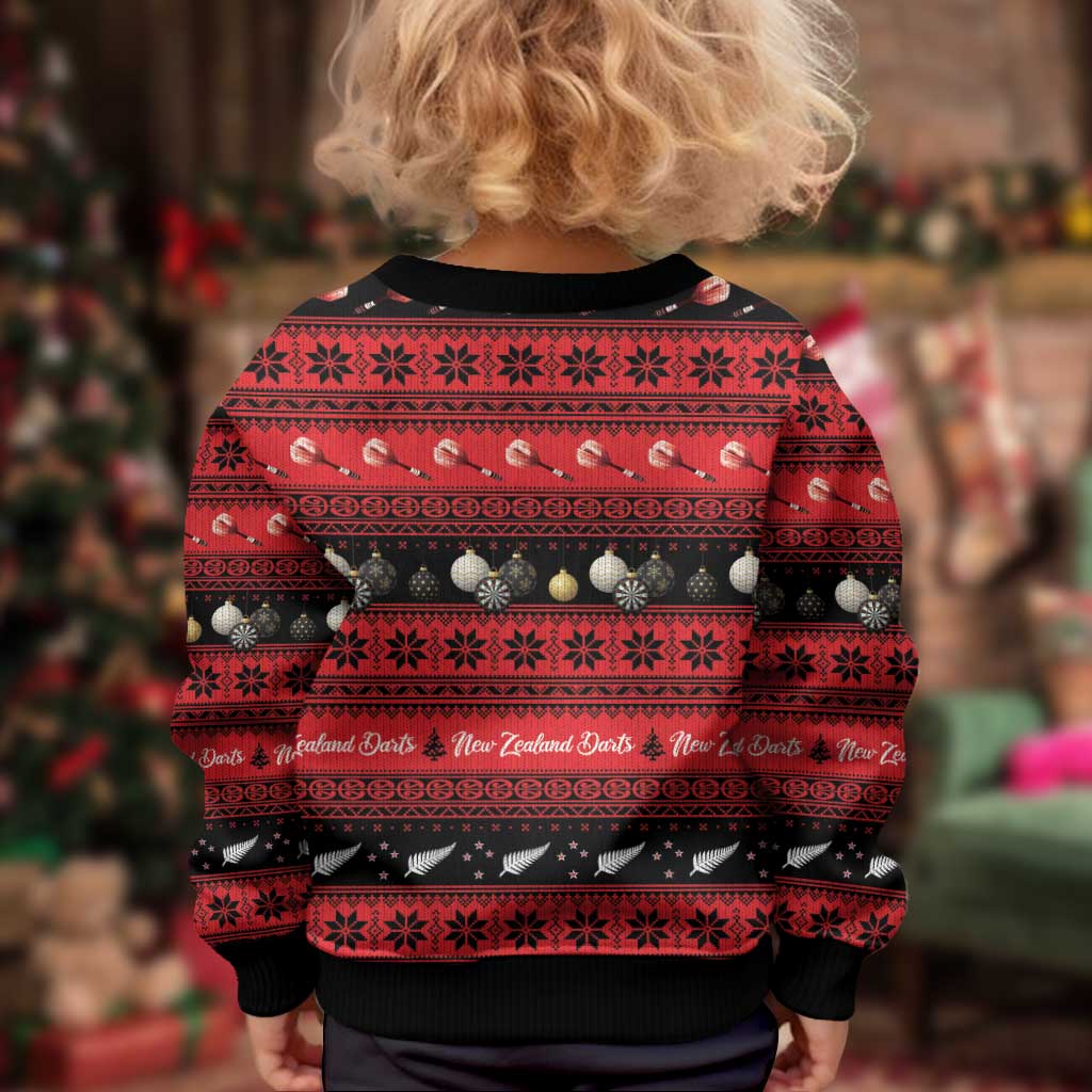 New Zealand Darts Christmas Kid Ugly Christmas Sweater Merry Xmas Aotearoa Maori Red - Aussie Hoodie