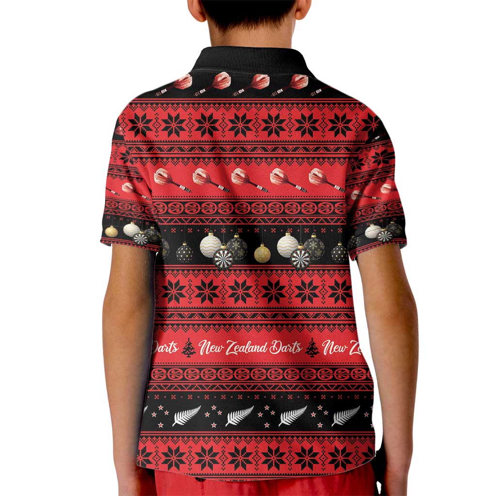 New Zealand Darts Christmas Kid Polo Shirt Merry Xmas Aotearoa Maori Red - Aussie Hoodie