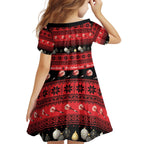 New Zealand Darts Christmas Kid Short Sleeve Dress Merry Xmas Aotearoa Maori Red - Aussie Hoodie