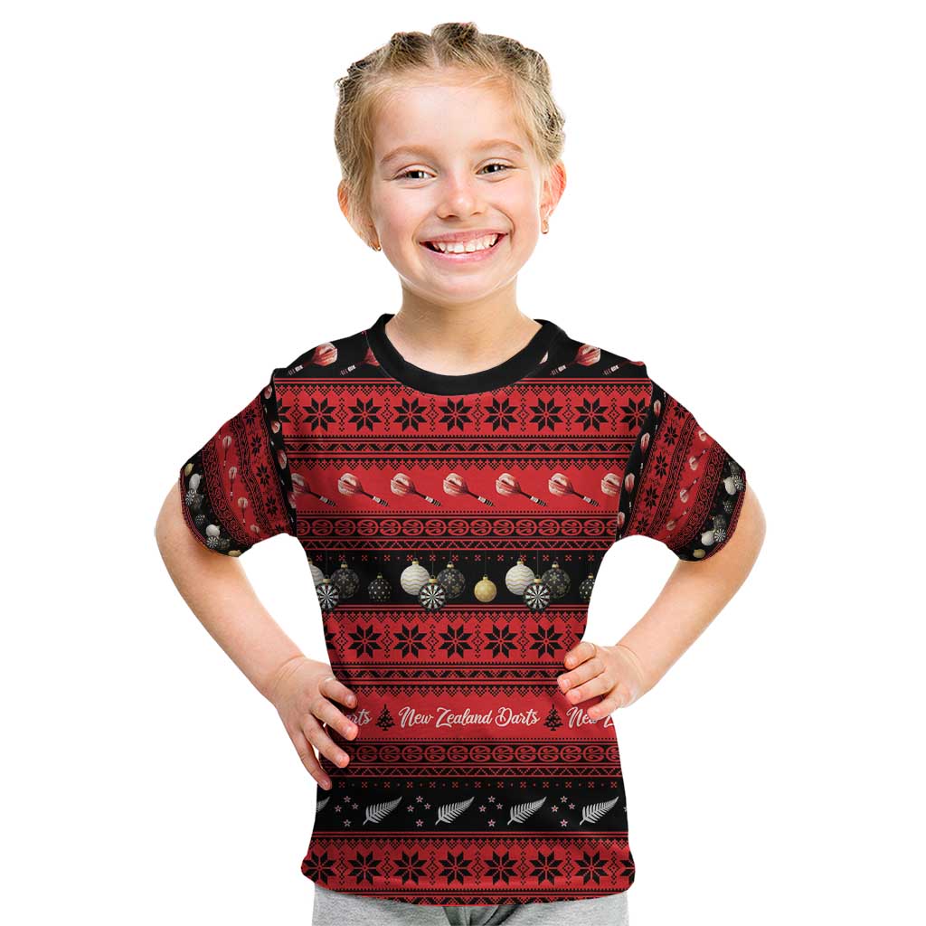 New Zealand Darts Christmas Kid T Shirt Merry Xmas Aotearoa Maori Red - Aussie Hoodie