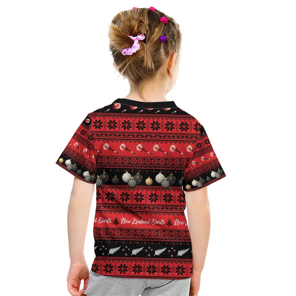 New Zealand Darts Christmas Kid T Shirt Merry Xmas Aotearoa Maori Red - Aussie Hoodie