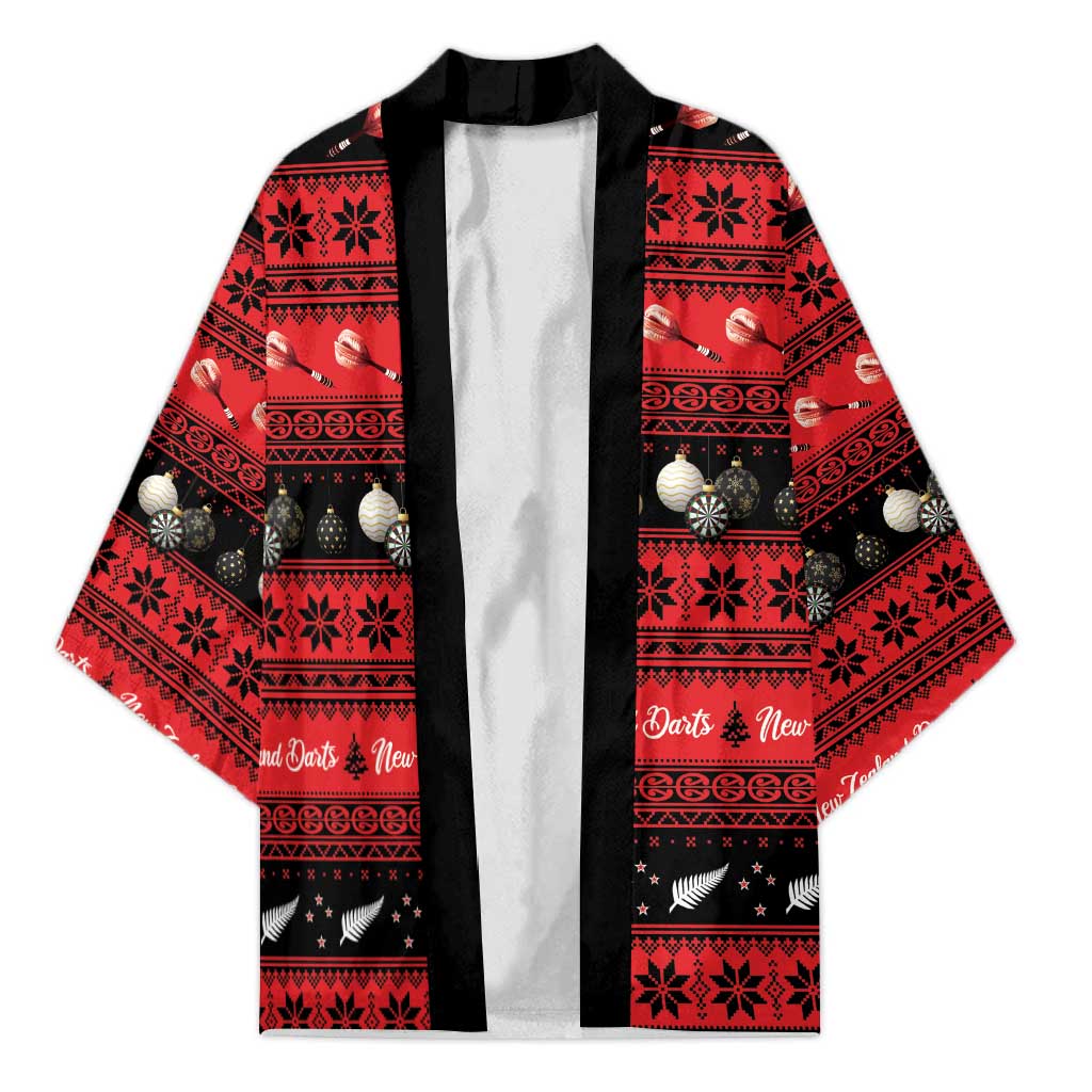 New Zealand Darts Christmas Kimono Merry Xmas Aotearoa Maori Red - Aussie Hoodie