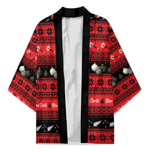 New Zealand Darts Christmas Kimono Merry Xmas Aotearoa Maori Red - Aussie Hoodie