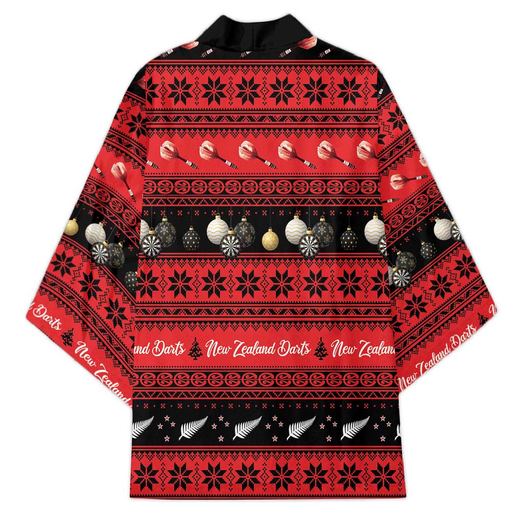 New Zealand Darts Christmas Kimono Merry Xmas Aotearoa Maori Red - Aussie Hoodie