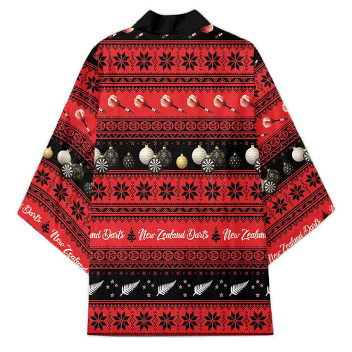 New Zealand Darts Christmas Kimono Merry Xmas Aotearoa Maori Red - Aussie Hoodie