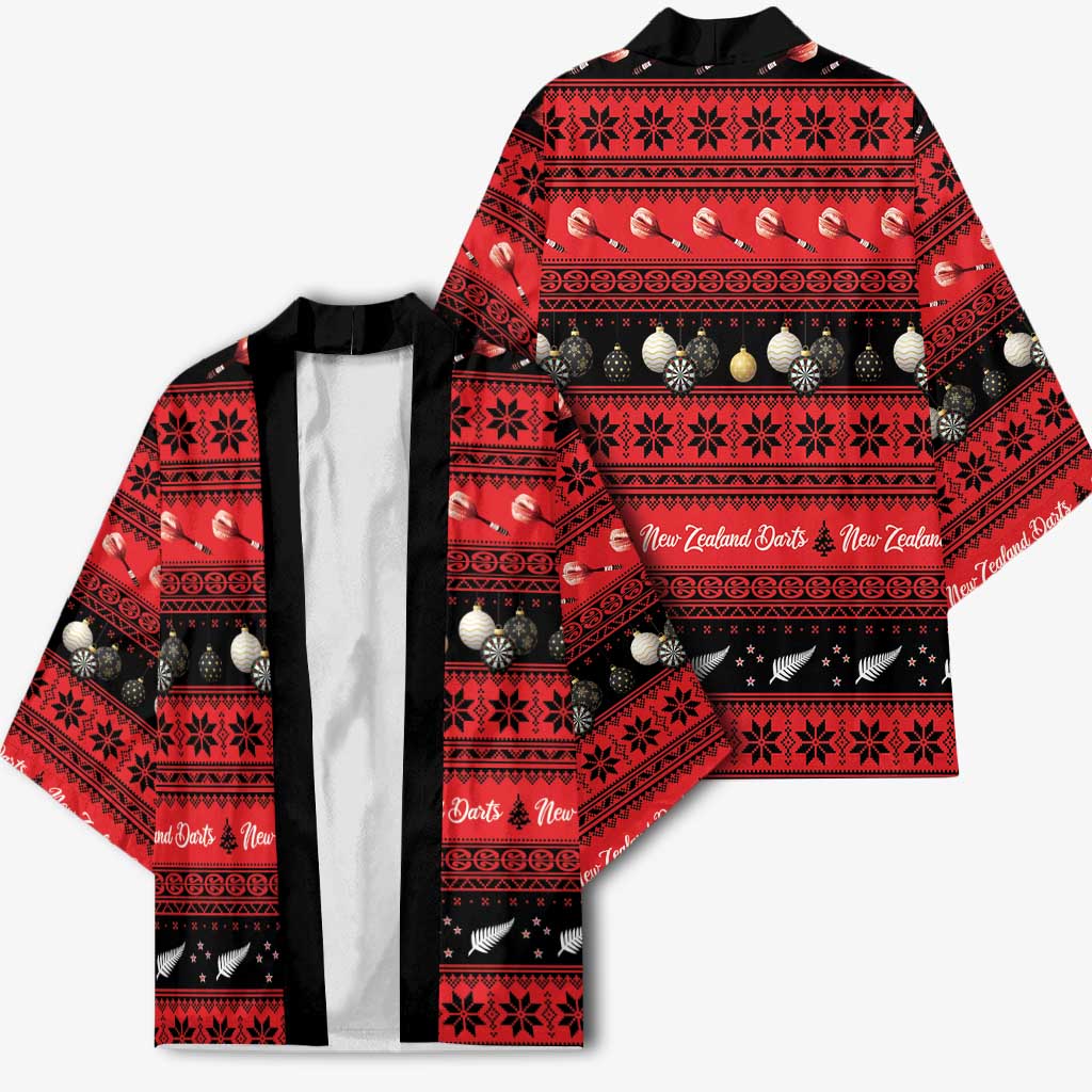 New Zealand Darts Christmas Kimono Merry Xmas Aotearoa Maori Red - Aussie Hoodie