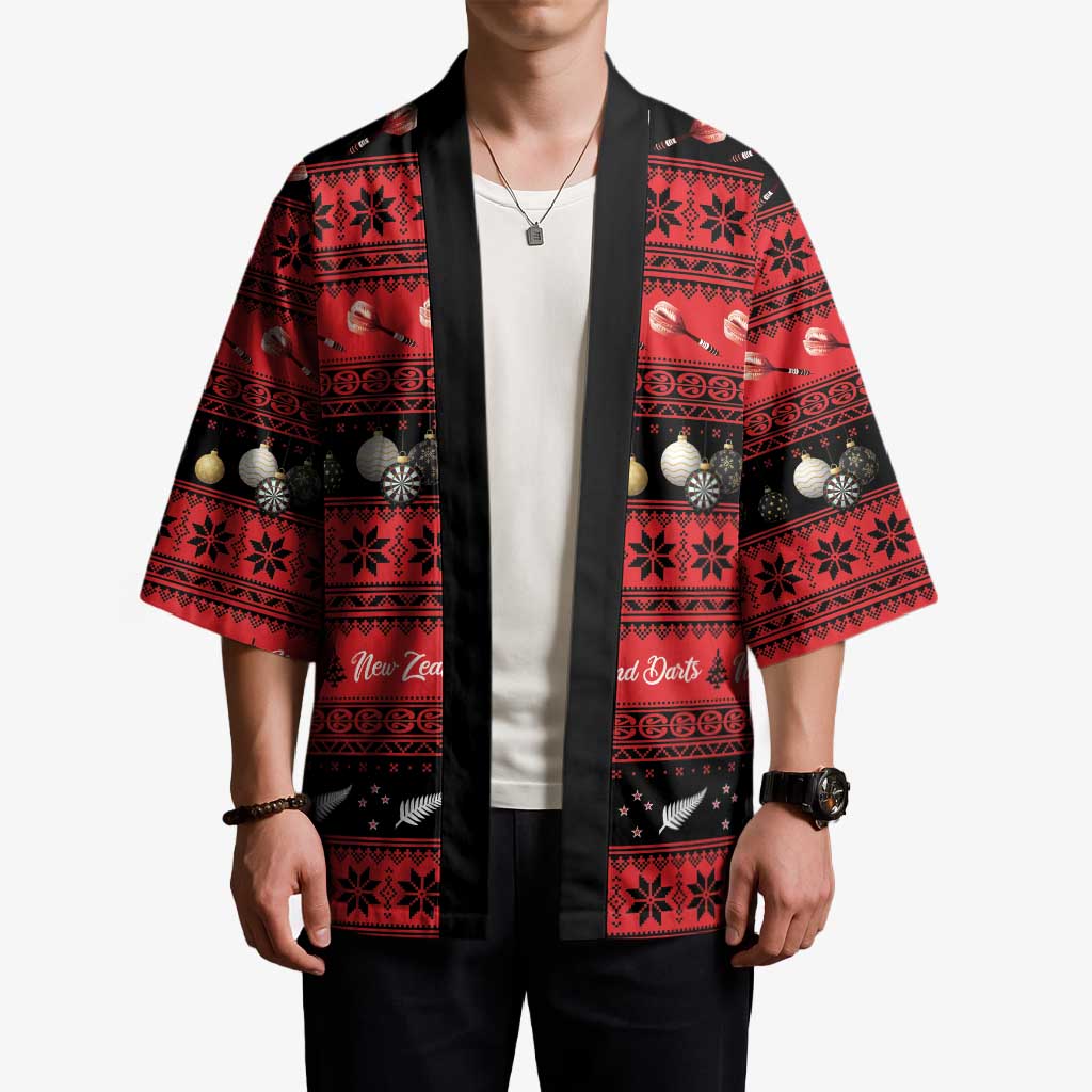 New Zealand Darts Christmas Kimono Merry Xmas Aotearoa Maori Red - Aussie Hoodie