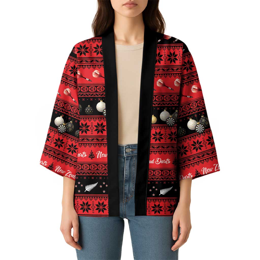 New Zealand Darts Christmas Kimono Merry Xmas Aotearoa Maori Red - Aussie Hoodie