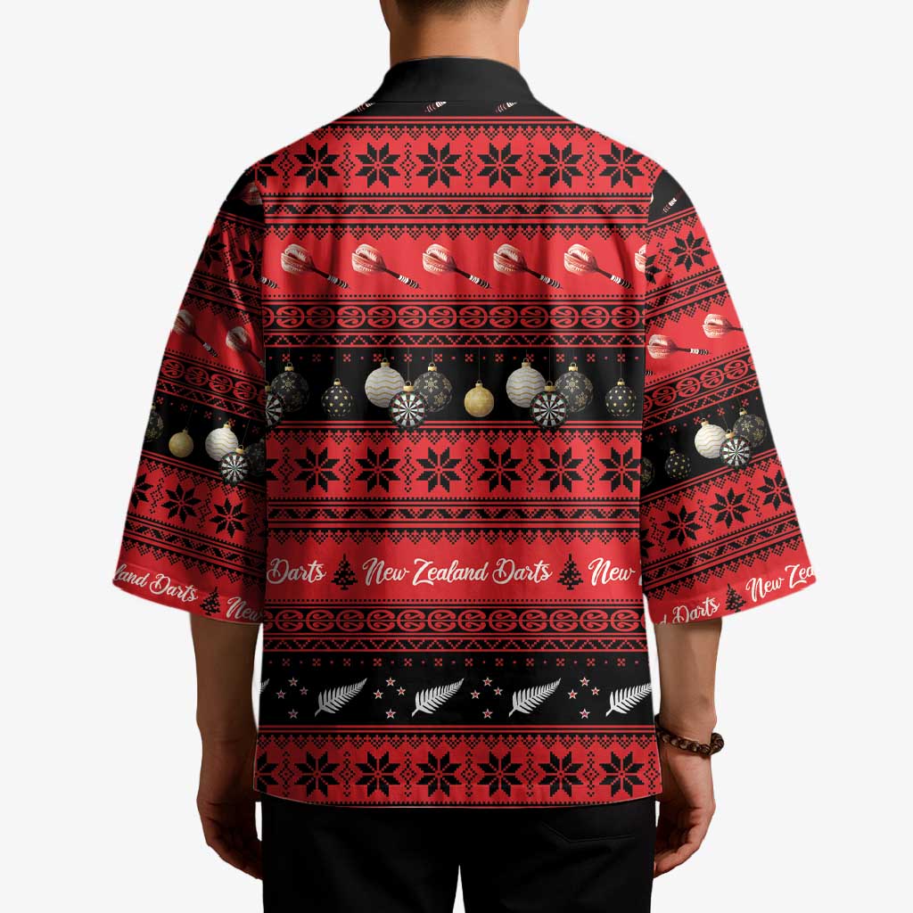 New Zealand Darts Christmas Kimono Merry Xmas Aotearoa Maori Red - Aussie Hoodie