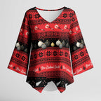New Zealand Darts Christmas Kimono Sleeve Blouse Merry Xmas Aotearoa Maori Red - Aussie Hoodie