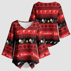 New Zealand Darts Christmas Kimono Sleeve Blouse Merry Xmas Aotearoa Maori Red - Aussie Hoodie