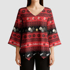 New Zealand Darts Christmas Kimono Sleeve Blouse Merry Xmas Aotearoa Maori Red - Aussie Hoodie