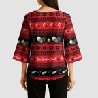 New Zealand Darts Christmas Kimono Sleeve Blouse Merry Xmas Aotearoa Maori Red - Aussie Hoodie