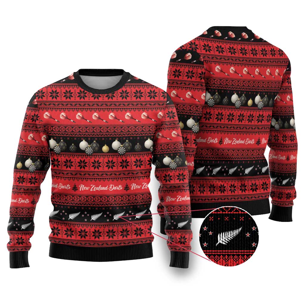 New Zealand Darts Christmas Ugly Christmas Sweater Merry Xmas Aotearoa Maori Red - Aussie Hoodie