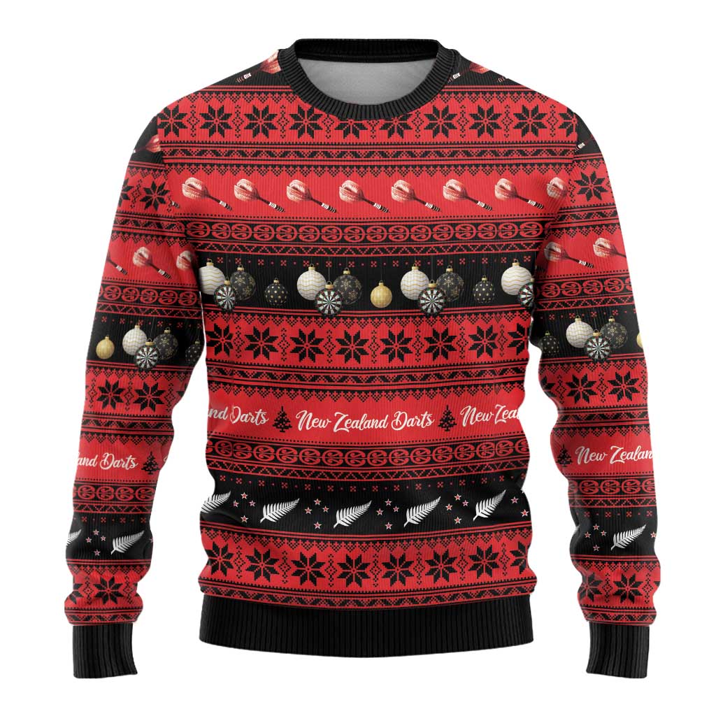 New Zealand Darts Christmas Ugly Christmas Sweater Merry Xmas Aotearoa Maori Red - Aussie Hoodie