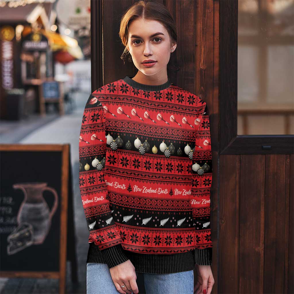 New Zealand Darts Christmas Ugly Christmas Sweater Merry Xmas Aotearoa Maori Red - Aussie Hoodie