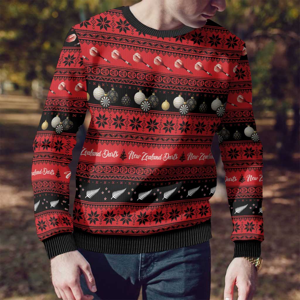 New Zealand Darts Christmas Ugly Christmas Sweater Merry Xmas Aotearoa Maori Red - Aussie Hoodie