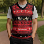 New Zealand Darts Christmas Knitted V-Neck Vest Merry Xmas Aotearoa Maori Red - Aussie Hoodie