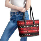 New Zealand Darts Christmas Leather Tote Bag Merry Xmas Aotearoa Maori Red - Aussie Hoodie