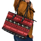 New Zealand Darts Christmas Leather Tote Bag Merry Xmas Aotearoa Maori Red - Aussie Hoodie