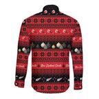 New Zealand Darts Christmas Long Sleeve Button Shirt Merry Xmas Aotearoa Maori Red - Aussie Hoodie