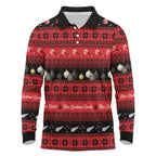 New Zealand Darts Christmas Long Sleeve Polo Shirt Merry Xmas Aotearoa Maori Red - Aussie Hoodie