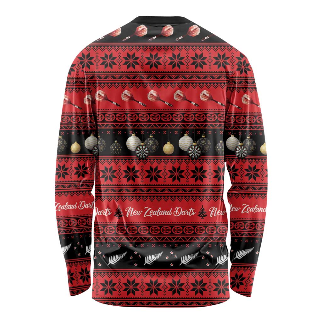 New Zealand Darts Christmas Long Sleeve Shirt Merry Xmas Aotearoa Maori Red - Aussie Hoodie