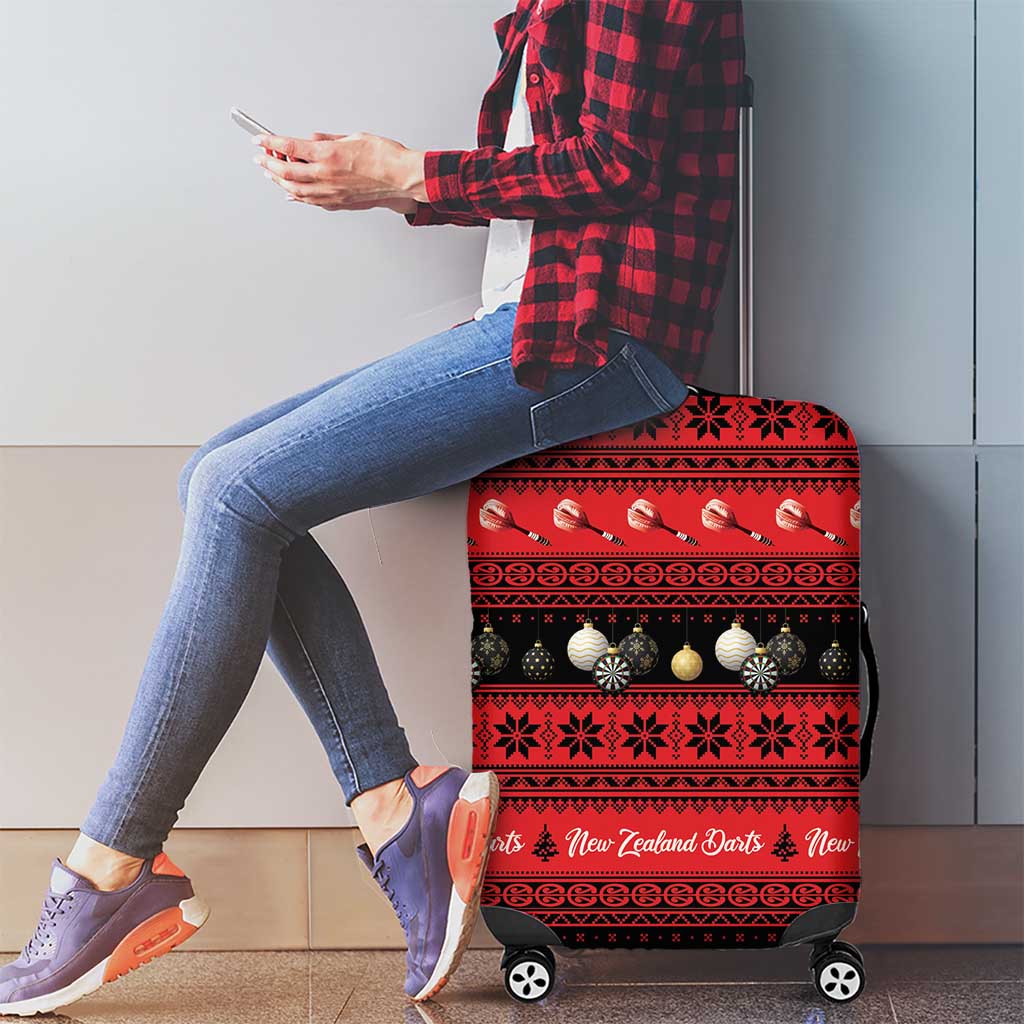 New Zealand Darts Christmas Luggage Cover Merry Xmas Aotearoa Maori Red - Aussie Hoodie