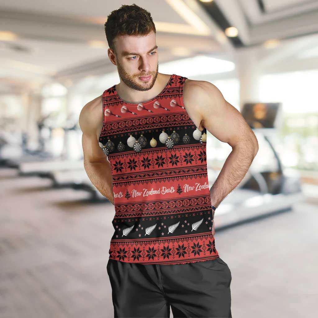 New Zealand Darts Christmas Men Tank Top Merry Xmas Aotearoa Maori Red - Aussie Hoodie