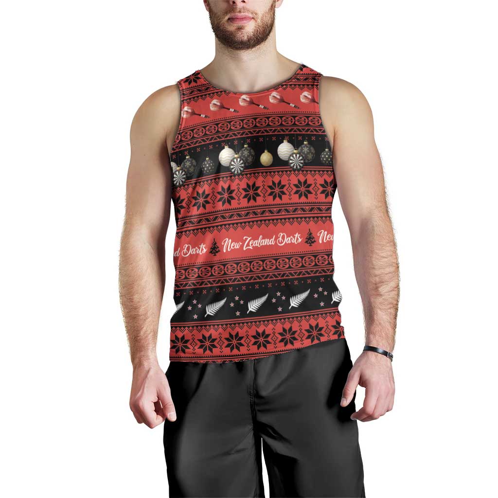 New Zealand Darts Christmas Men Tank Top Merry Xmas Aotearoa Maori Red - Aussie Hoodie